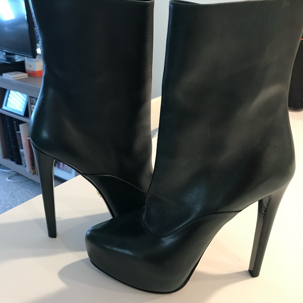 Hunter Green 4” Prada ankle boots. US size 7